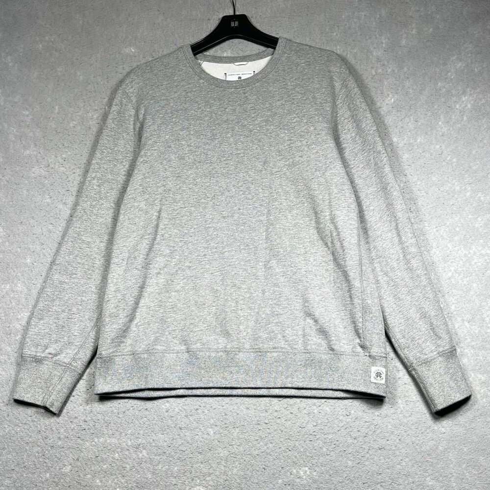 Reigning Champ French Terry Crewneck Sweatshirt Mens Large Gray Made in Canada